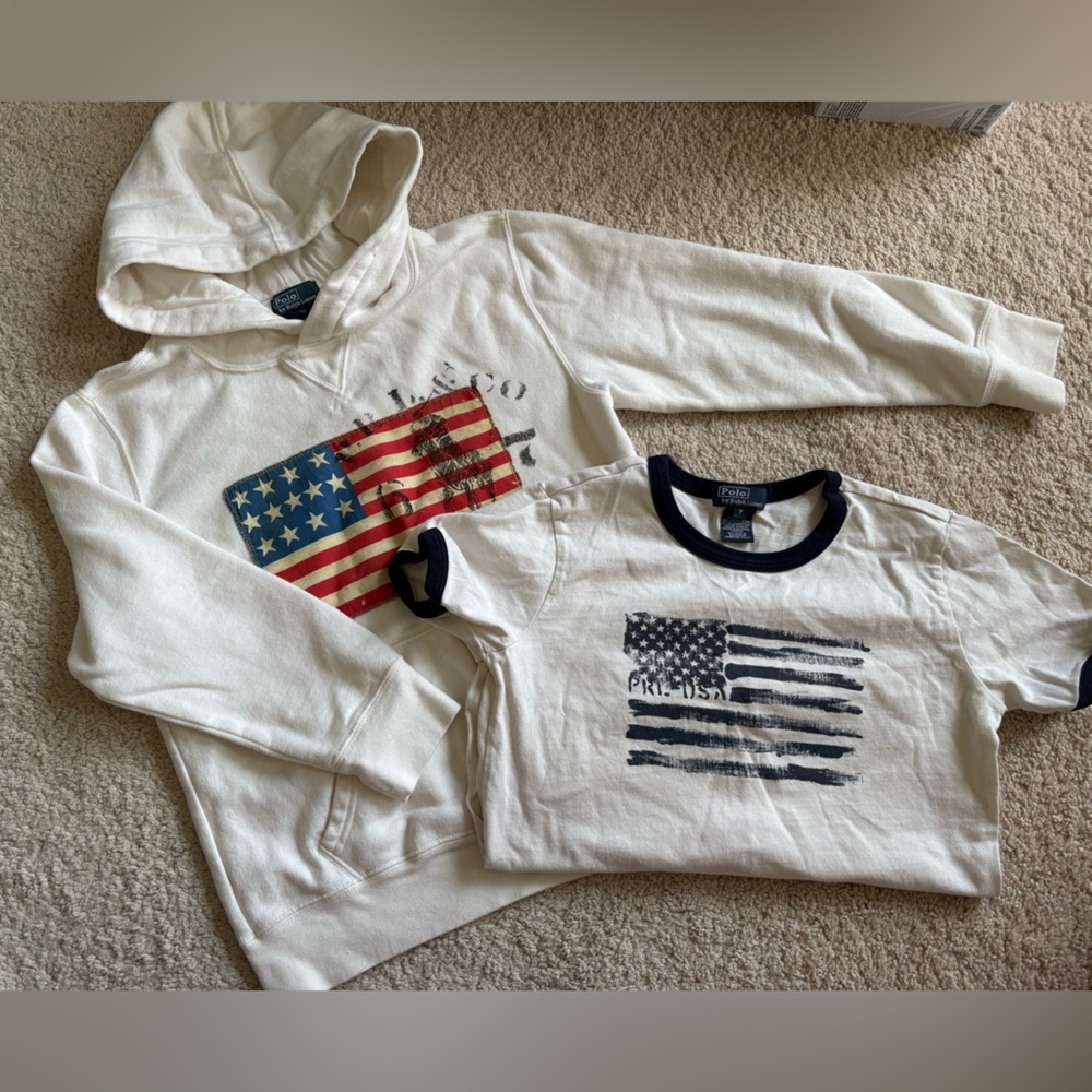 Boys Polo Ralph Lauren Flag Hoody & Tee Set 🇺🇸